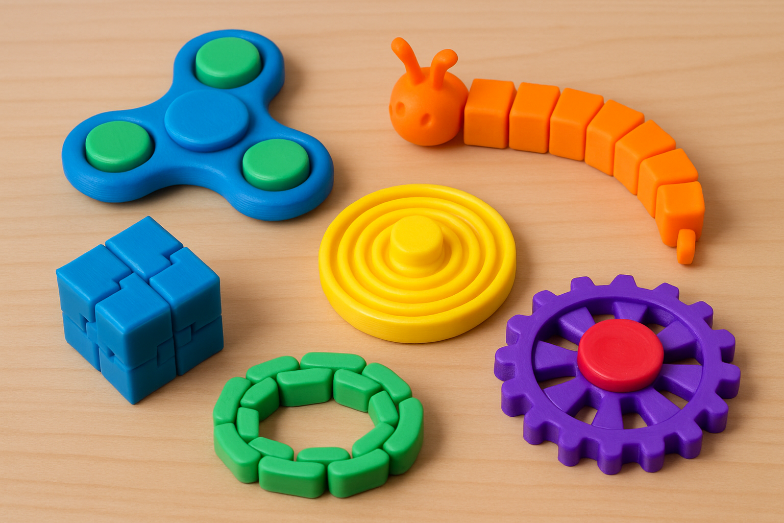 Fun and unique 3D printed fidget toys on display